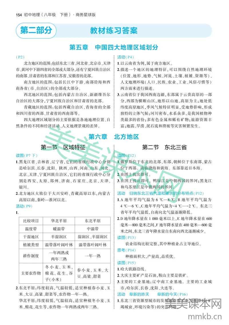 商务版8B 教材练习答案
